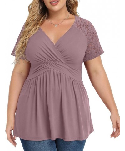 Plus Size Tops for Women - Cute & Flowy Empire Waist Babydoll Shirts, Sexy & Formal Plus Size Womens Clothes Mauve $17.91 Tops