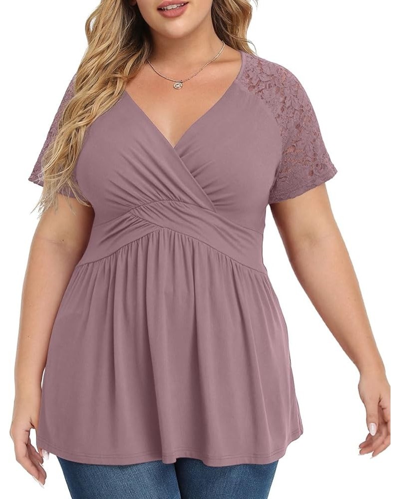 Plus Size Tops for Women - Cute & Flowy Empire Waist Babydoll Shirts, Sexy & Formal Plus Size Womens Clothes Mauve $17.91 Tops