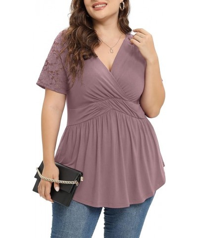 Plus Size Tops for Women - Cute & Flowy Empire Waist Babydoll Shirts, Sexy & Formal Plus Size Womens Clothes Mauve $17.91 Tops