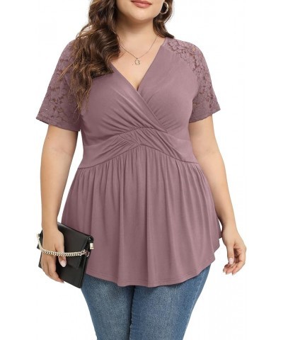 Plus Size Tops for Women - Cute & Flowy Empire Waist Babydoll Shirts, Sexy & Formal Plus Size Womens Clothes Mauve $17.91 Tops