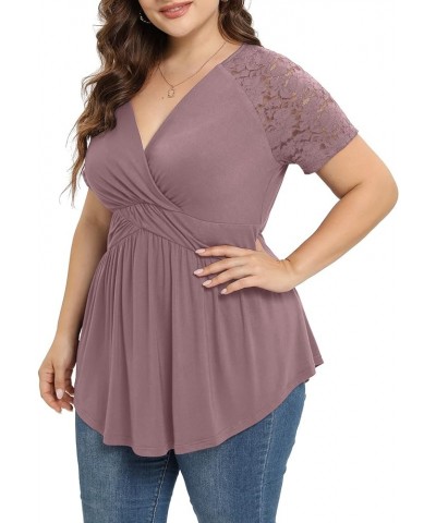 Plus Size Tops for Women - Cute & Flowy Empire Waist Babydoll Shirts, Sexy & Formal Plus Size Womens Clothes Mauve $17.91 Tops