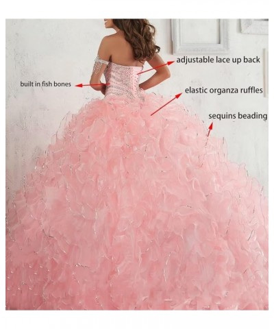 Women's Organza Ruffles Quinceanera Beaded Sweetheart Prom Ball Gown Mint $69.30 Dresses