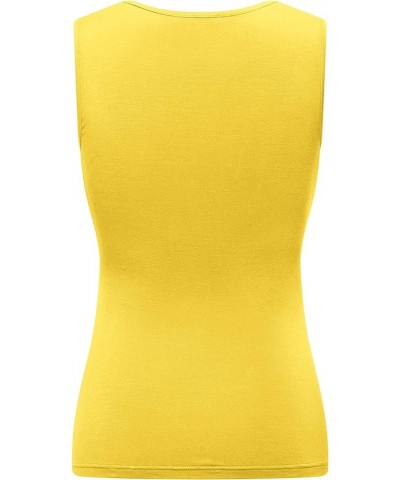 Women's Deep V Neck Sleeveless Unique Cross Wrap Sexy Slim Fit Tops C: Yellow $16.19 Tanks