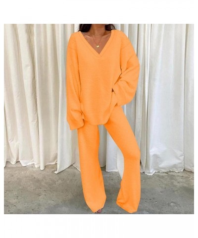 Women Outfit Sets Summer Ladies Casual Fashion Chiffon Long Sleeve Trousers Two Piece Set Dressy Pant Suits Sets5-orange $20....