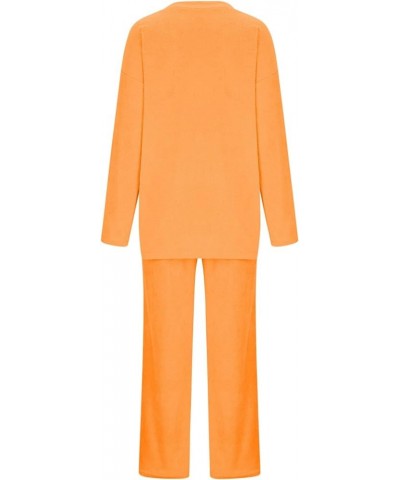 Women Outfit Sets Summer Ladies Casual Fashion Chiffon Long Sleeve Trousers Two Piece Set Dressy Pant Suits Sets5-orange $20....