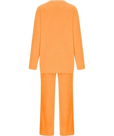 Women Outfit Sets Summer Ladies Casual Fashion Chiffon Long Sleeve Trousers Two Piece Set Dressy Pant Suits Sets5-orange $20....