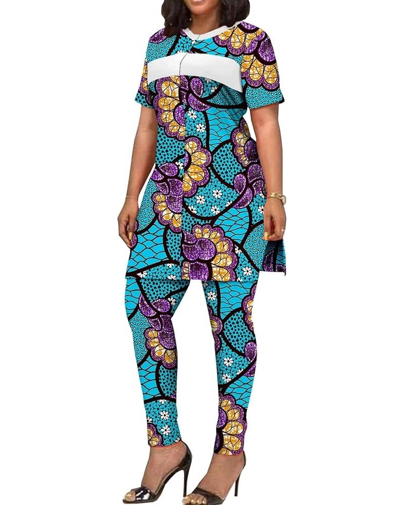 African Clothing for Women Short Sleeve Shirt and Print Pants 2 Piece Set Tracksuit Plus Size Dashiki Casual Outfit 618-11 $3...