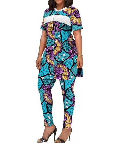 African Clothing for Women Short Sleeve Shirt and Print Pants 2 Piece Set Tracksuit Plus Size Dashiki Casual Outfit 618-11 $3...