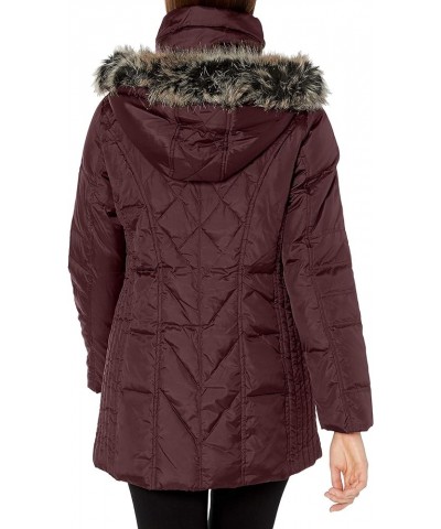 Women's Diamond Quilted Down Coat Burgundy $49.22 Jackets