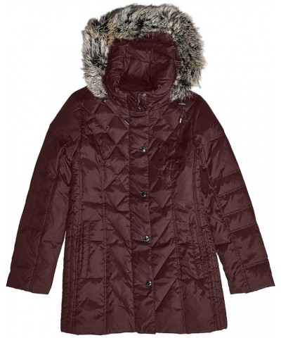 Women's Diamond Quilted Down Coat Burgundy $49.22 Jackets