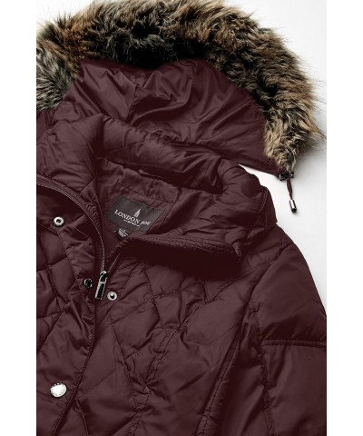 Women's Diamond Quilted Down Coat Burgundy $49.22 Jackets