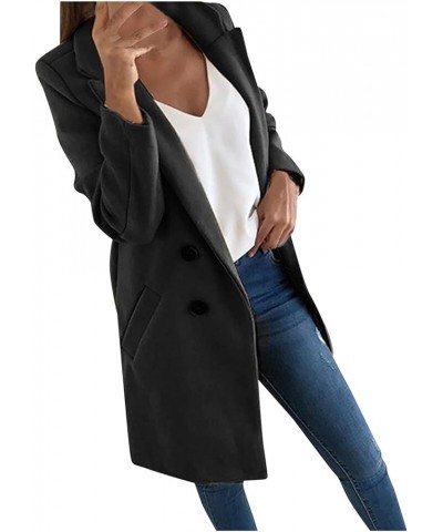 Trench Coats For Women,Winter Long Sleeve Pockets Coat Lightweight Utility Jacket Winter Thicken Puffer Coat Black $8.83 Blazers