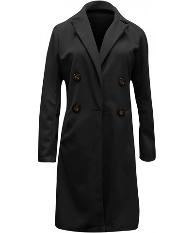 Trench Coats For Women,Winter Long Sleeve Pockets Coat Lightweight Utility Jacket Winter Thicken Puffer Coat Black $8.83 Blazers