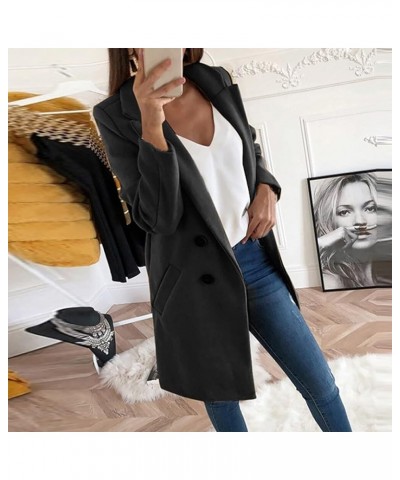 Trench Coats For Women,Winter Long Sleeve Pockets Coat Lightweight Utility Jacket Winter Thicken Puffer Coat Black $8.83 Blazers