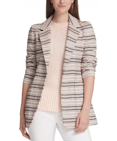 womens Striped Jacquard Open-front Jacket Pink $35.09 Jackets