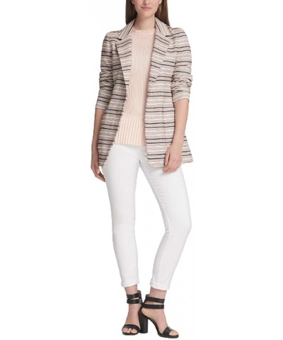 womens Striped Jacquard Open-front Jacket Pink $35.09 Jackets