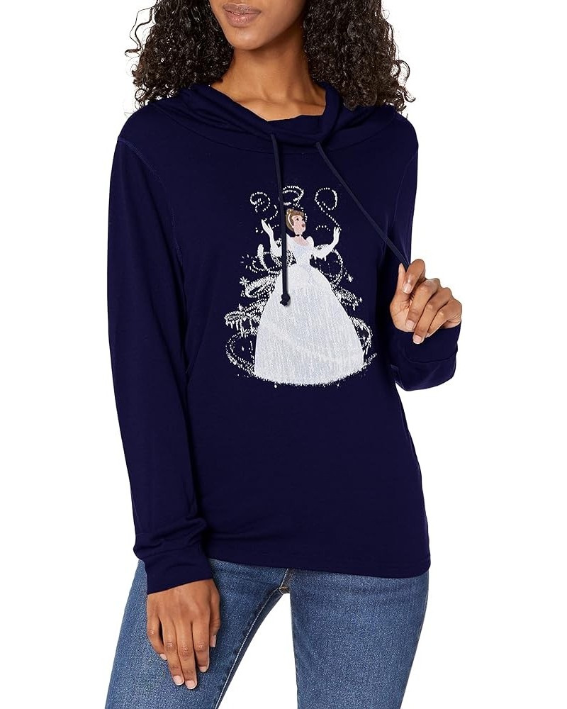 Princesses Transformation Women's Cowl Neck Long Sleeve Knit Top Navy Blue $9.70 Tops