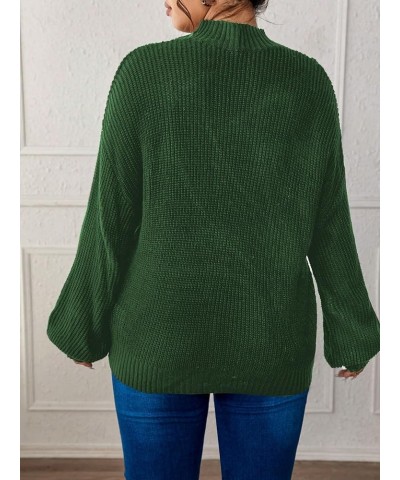 Women's Plus Size Mock Neck Contrast Mesh Long Sleeve Pullovers Sweater Green $16.79 Sweaters