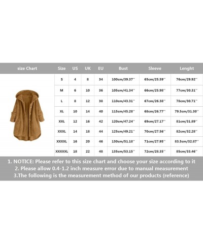 Women's Winter Coats Plus Size Oversized Sherpa Jacket with Hood Pockets Buttons Fall Jacket Warm Clothes Outerwear A-08-beig...