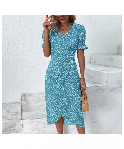 Green Dresses for Women Short Sleeve V Neck Dresses Summer Lucky Charms Womens St Patricks Day Clothing WQ01 01-blue $10.07 D...