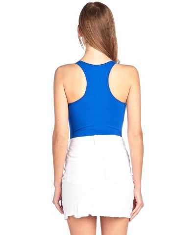 Sleeveless V Neck Solid Racer Back Snap Bottom Bodysuit Royal Blue $7.88 Bodysuits