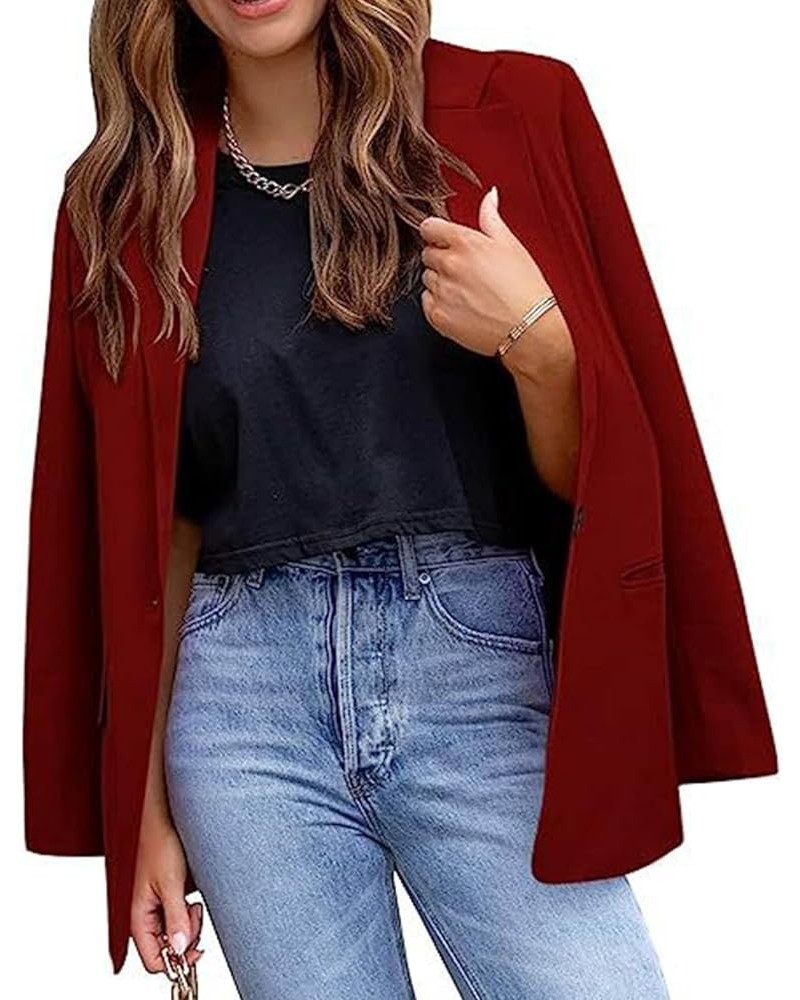 2023 Fall Womens Blazers for Work Ladies Blazers Suit Jackets Business Casual Fashion Dressy Office Blazer Red03 $13.95 Blazers