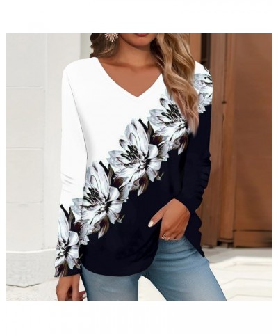 Women's Fall Casual Long Sleeve V Neck Shirts Lightweight Sweatshirts Fashion Tunic Tops with Leggings 40white $5.39 Tops