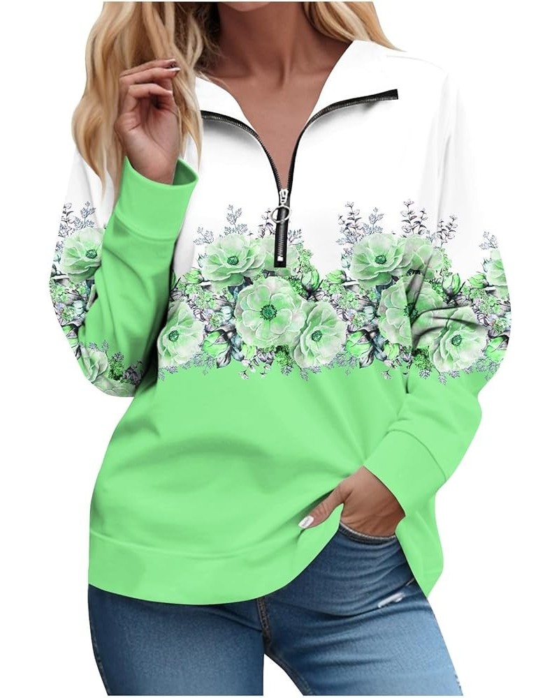 Womens Fall Fashion 2023 Quarter Zip Pullover Halloween Crewneck Sweatshirts Sweater Long Sleeve Oversized Hoodie 4-green $11...