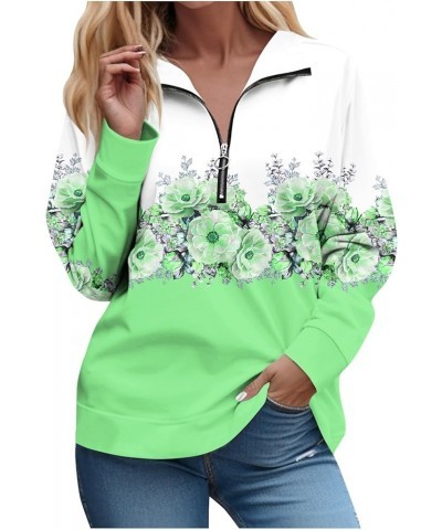 Womens Fall Fashion 2023 Quarter Zip Pullover Halloween Crewneck Sweatshirts Sweater Long Sleeve Oversized Hoodie 4-green $11...