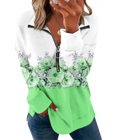 Womens Fall Fashion 2023 Quarter Zip Pullover Halloween Crewneck Sweatshirts Sweater Long Sleeve Oversized Hoodie 4-green $11...