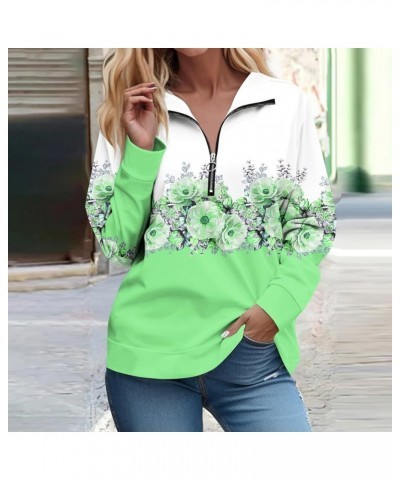 Womens Fall Fashion 2023 Quarter Zip Pullover Halloween Crewneck Sweatshirts Sweater Long Sleeve Oversized Hoodie 4-green $11...