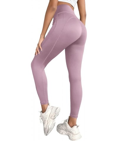 Women's Workout Leggings Thermal Warm High Waisted Tummy Control Athletic Gym Yoga Pants with Pocket Dusty Red $10.79 Activewear