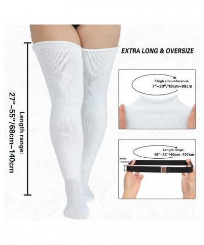 Womens Plus Size Thigh High Socks for Thick Thighs Extra Long Knitted Over the Knee High Stockings Leg Warmers White-solid $9...