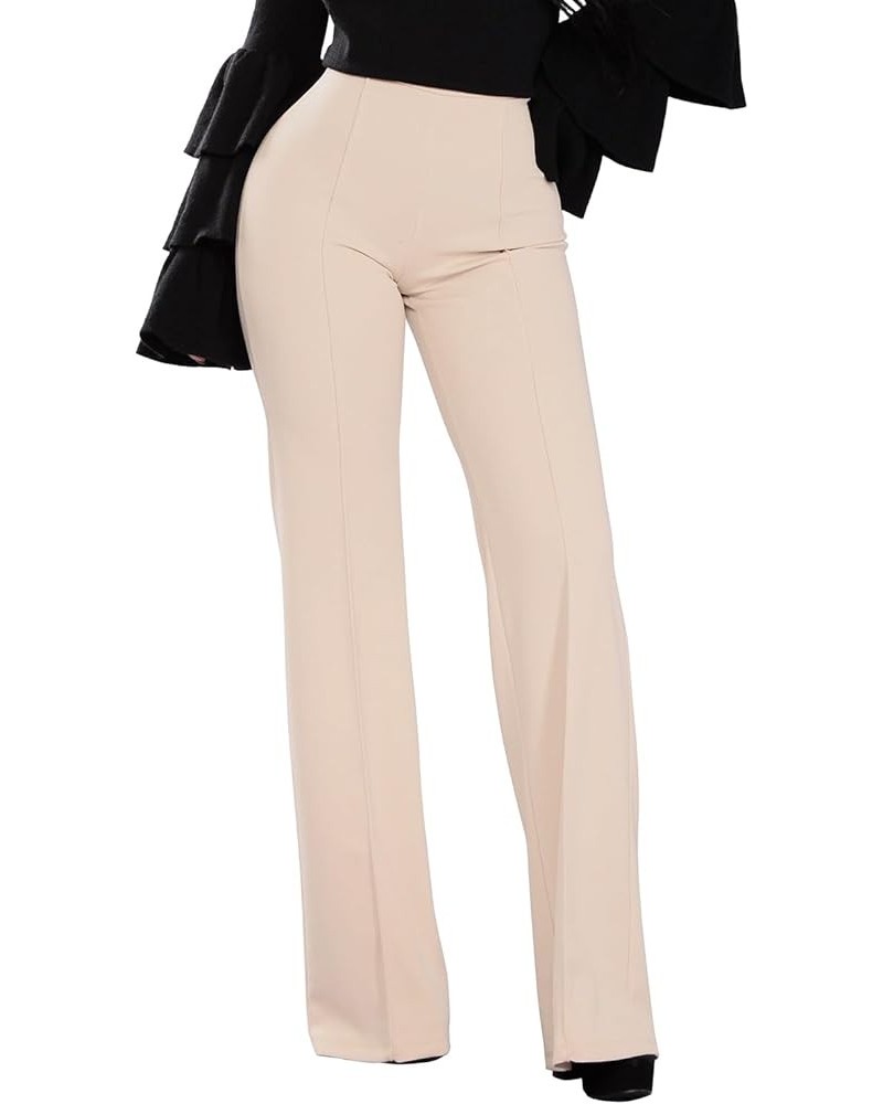 Womens Casual Bootcut Ease Into Pants Stretchy Bell Bottom Flare Palazzo with Tummy Control Trousers Apricot $11.06 Pants