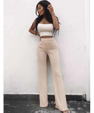 Womens Casual Bootcut Ease Into Pants Stretchy Bell Bottom Flare Palazzo with Tummy Control Trousers Apricot $11.06 Pants