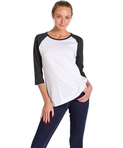 Women's Baseball T Shirts - 3/4 Sleeve Casual Raglan Jersey Tee Basic Vintage Raglan Sleeve Top White/Charcoalgrey $13.54 Jer...