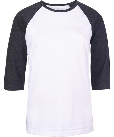 Women's Baseball T Shirts - 3/4 Sleeve Casual Raglan Jersey Tee Basic Vintage Raglan Sleeve Top White/Charcoalgrey $13.54 Jer...