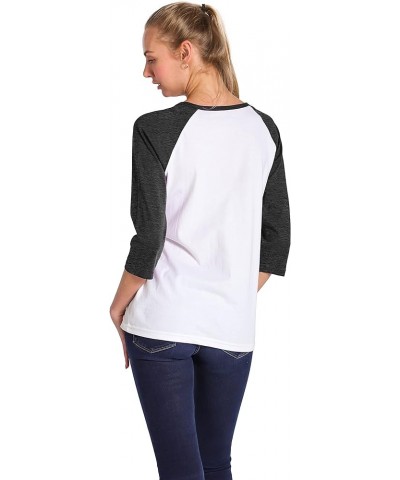 Women's Baseball T Shirts - 3/4 Sleeve Casual Raglan Jersey Tee Basic Vintage Raglan Sleeve Top White/Charcoalgrey $13.54 Jer...