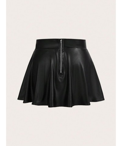 Women's Plus Size Flared Uniform Skirt Pleated Skater Mini Skirt Black $19.20 Skirts