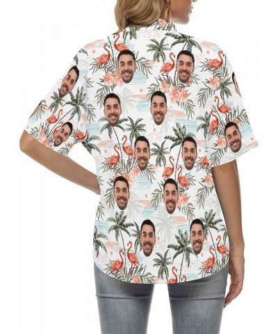 Custom Face on Pineapple Pattern Hawaiian Shirt Short Sleeve Women's Casual Button Funky Shirt Gift Flamingo Tropical Palm $1...