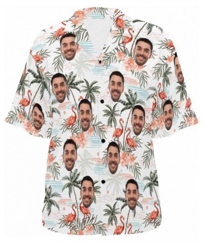 Custom Face on Pineapple Pattern Hawaiian Shirt Short Sleeve Women's Casual Button Funky Shirt Gift Flamingo Tropical Palm $1...