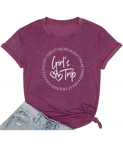 Girls Trip Shirts for Women Great Memories Great Times Great Friends Creat Laughs Vacation Tshirt Summer Hiking Tee Purple $1...