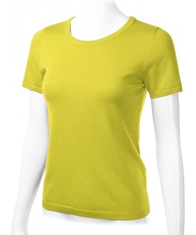 Women's Soft Basic Crew Neck Pullover Short Sleeve Knit Sweater (S-XL) Fc55_lime $15.18 Sweaters