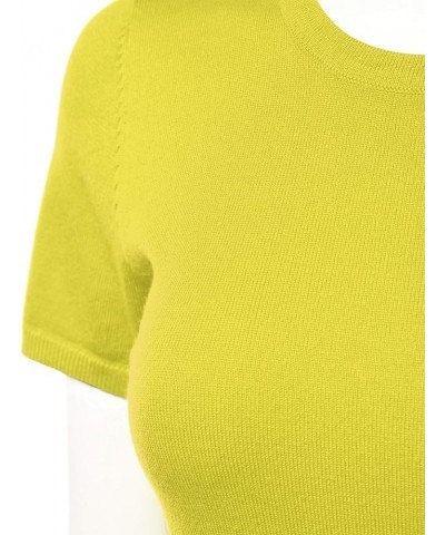 Women's Soft Basic Crew Neck Pullover Short Sleeve Knit Sweater (S-XL) Fc55_lime $15.18 Sweaters