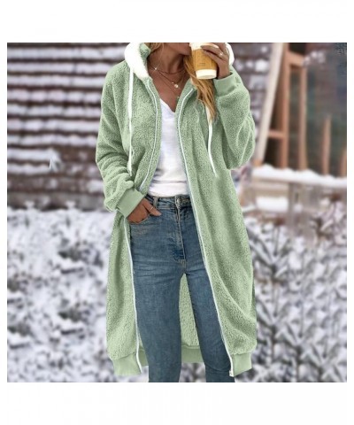 Women's Fleece Long Jacket Full Zip Up Warm Hoodies Plus Size Long Sleeve Sweatshirts Winter Outdoor Overcoat Plain Coat 2&gr...