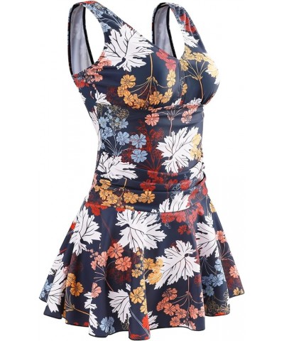 Women's Plus-Size Flower Printing Shaping Body One Piece Swim Dresses Swimsuit Forest Rhythms $21.27 Swimsuits