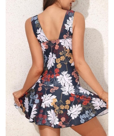 Women's Plus-Size Flower Printing Shaping Body One Piece Swim Dresses Swimsuit Forest Rhythms $21.27 Swimsuits