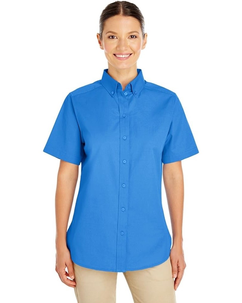 M582W Ladies' Foundation 100% Cotton Short-Sleeve Twill Shirt with Teflon™ French Blue $7.82 Blouses