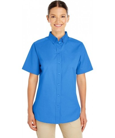 M582W Ladies' Foundation 100% Cotton Short-Sleeve Twill Shirt with Teflon™ French Blue $7.82 Blouses