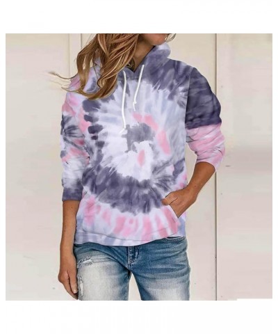 Womens Sweatshirts Oversized Pullover Blouse Gradient Printed Hoodies Long Sleeves Hooded Tops Casual Pocket Shirts B Pink $7...